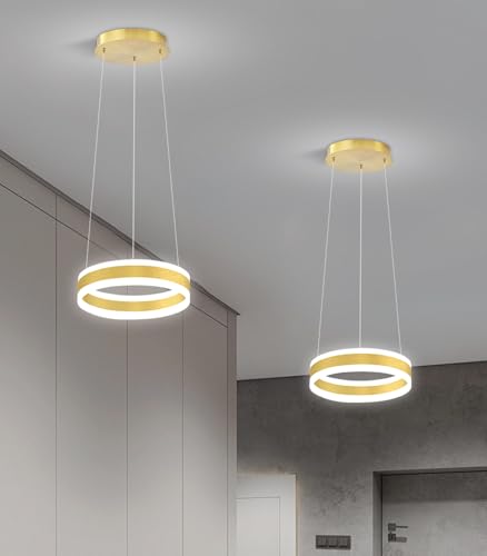 D7.8'' Modern Ring Chandelier for Dining Room LED Dimmable Pendant Lighting High Ceiling Chandelier for Living Room Foyer Bedroom Entryway 3000K