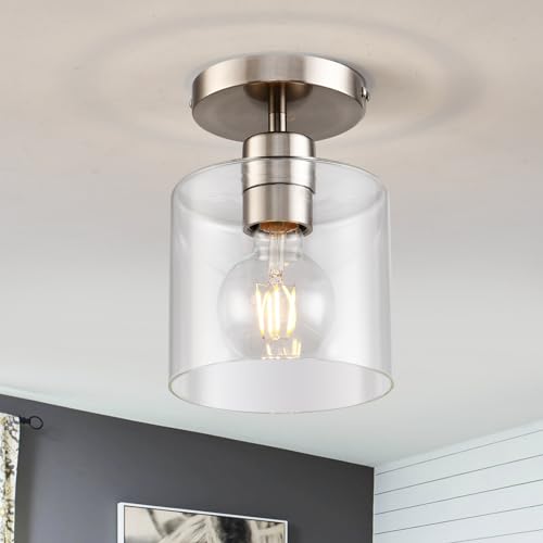 Brushed Nickel Semi Flush Mount Ceiling Light (2 Count)