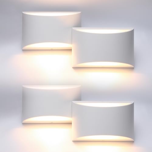 4 Pack Aluminum Modern Indoor LED Wall Sconce Hardwired Interior Wall Lights Up and Down Wall Mount Light for Living Room Bedroom Corridor Conservatory Warm White 3000K (4 Count)