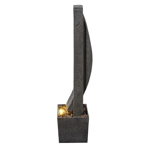 38.6" Tall Outdoor Water Fountain with LED Lights