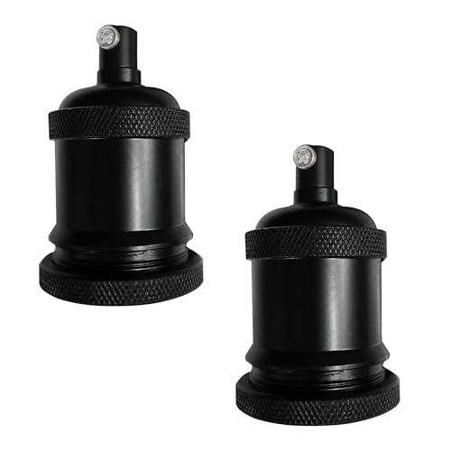E26 E27 Black Brass Edison Light Socket (2 Pack 2)