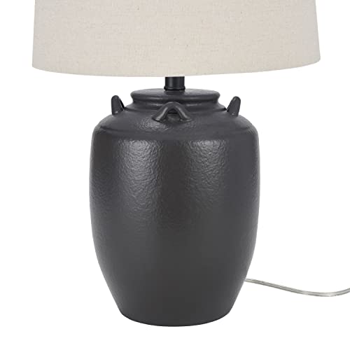 Home 24" Black Farmhouse Ceramic Pottery Jug Table Lamp for Bedside Table