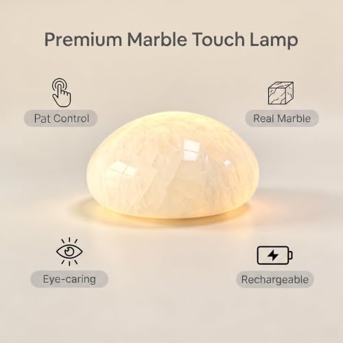 Natural Marble Lamp Cordless Touch Control Night Light 3
