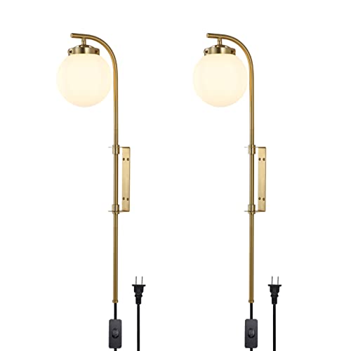 Gold Wall Sconces Set of 2 with Globe Shade (2 Count)
