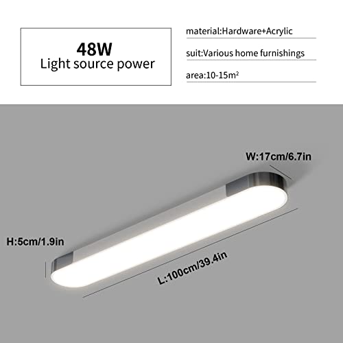 Dimmable LED Ceiling Light Modern Acrylic Linear LED Ceiling Lamp 39.4in Semi Flush Mount Wraparound Shape Lighting Fixture with Remote Control for Kitchen Dining Room