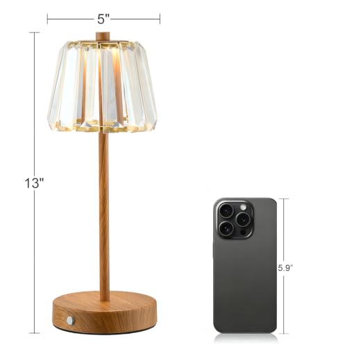13" Small Crystal Cordless Table Lamp