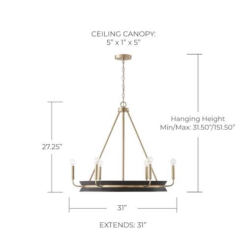 Capital Lighting 447361KR Finn Modern Farmhouse Handcrafted Mango Wood Round Chandelier