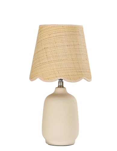 19" Modern Ceramic Table Lamp for Living Room Cream Base Desk Lamps for Bedroom Farmhouse Bedside Nightstand Lamp End Table Lamps