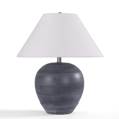 21'' Large Gray Base Ceramic Basin Table Lamp for Bedroom