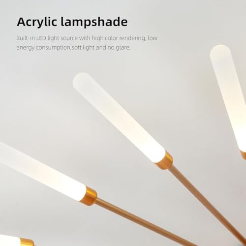 50.4" Ceiling Light Modern Flower Shape Ceiling Lamp for Living Room Dining Room Semi Flush Mount Metal Acrylic Sputnik Firework Petal LED Lighting Fixture