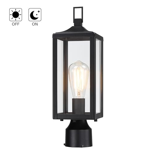 17 Inch Outdoor Lamp Post Light Dusk to Dawn Outside Lamp Posts Outdoor Lighting Exterior Gate Post Lights Photocell Pillar Lantern