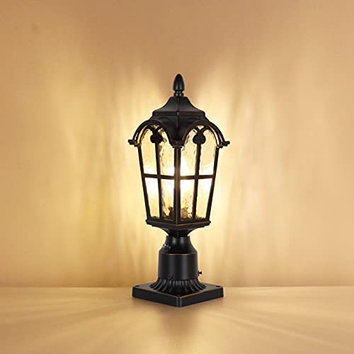 Hardwired 120V Dusk to Dawn Outdoor Post Light Black Roman