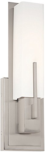Midtown 15" Nickel and White Glass Modern Wall Sconce Light Fixture