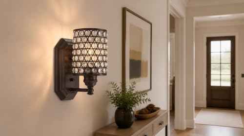 2 Pack 1 Light Polyhedral Crystal Modern Oil Rubbed Bronze Wall Sconce Light Fixture (2 Count)