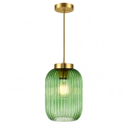 2 Pack Dark Green Ribbed Glass Lamp Shade (2 Count)