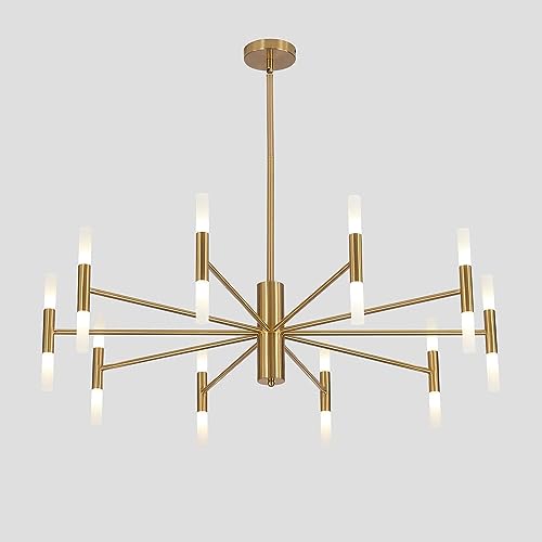 Lighting Mid Century Modern Chandelier Brass Gold Chandelier Light Fixture Vintage Bedroom Chandelier Sputnik Flush Mount Ceiling Light Large Chandeliers for High Ceilings