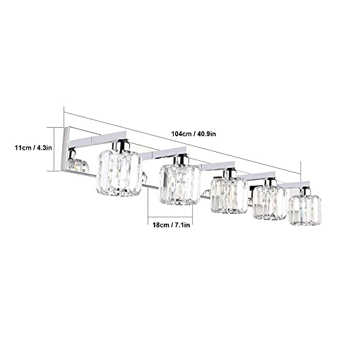 Crystal Bathroom Vanity Light Stainless Steel Modern Vanity Light 5 Lights Crystal Bathroom Vanity Light Fixtures