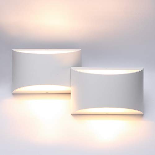 Aluminum Modern Indoor LED Wall Sconce Hardwired Interior Wall Lights Set of 2 Up and Down Wall Mount Light for Living Room Bedroom Hallway Corridor Warm White 3000K
