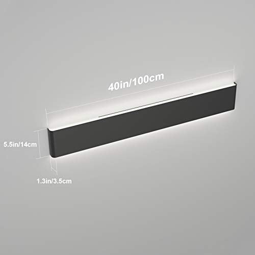 39.3inch Modern Black Vanity Light Fixtures LED Bathroom Wall Light Up and Down Bathroom Lighting Fixtures Cold White Light 6000K