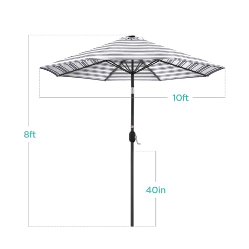 10ft Solar Polyester LED Lighted Patio Umbrella w