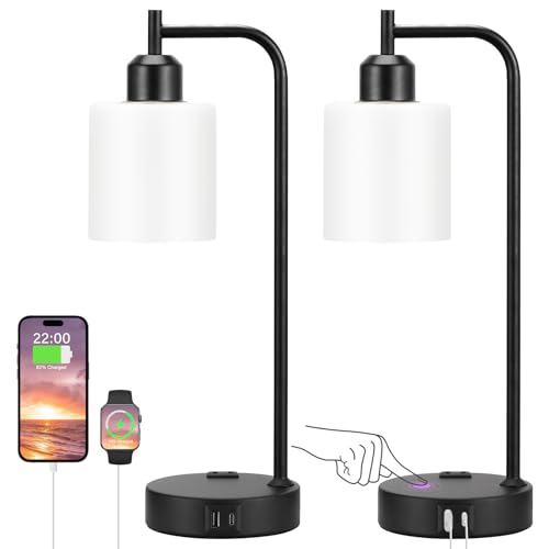 Industrial Touch Bedside Lamps for Bedrooms Set of 2 (2 Count)