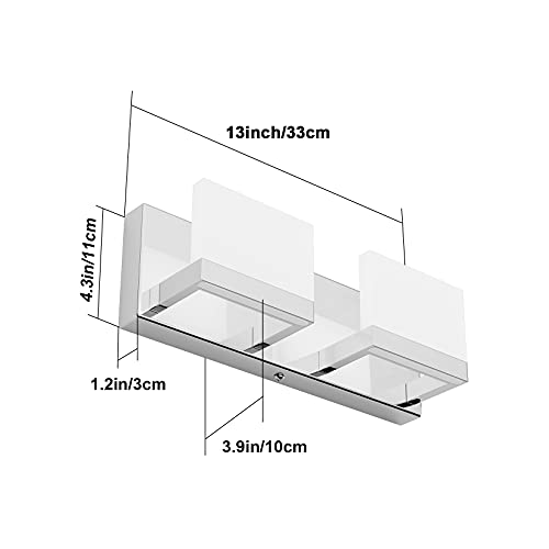 2 Lights Modern Chrome LED Vanity Light for Bathroom Wall Light Up and Down LED Bathroom Light Fixtures Over Mirror