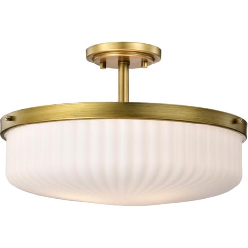 16.6 Inch Natural Brass Semi Flush Mount by Nuvo