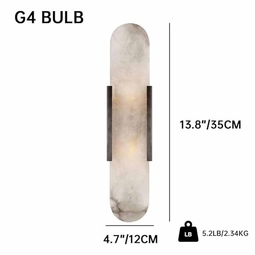 Natural Alabaster Wall Sconces Set of 2 Marble Wall Lamp (2 Count)