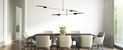 59" Industrial Pendant Light Contemporary Farmhouse Chandelier with Brushed Nickel Finish Modern Pendant Lighting Fixture for Dining Room Living Room Kitchen Island Bedroom
