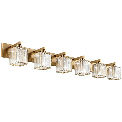 Bathroom Vanity Light Brass Crystal Vanity Lighting Fixtures 6 Light Modern Bathroom Lighting Fixtures