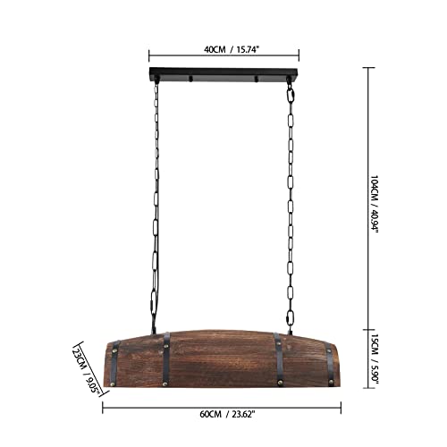 Antique Wood Wine Barrel Pendant Light