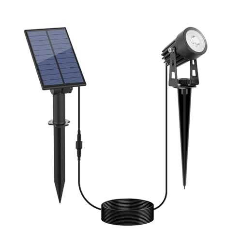 Metal Solar Spot Lights Outdoor with 9.8ft Cable Solar Powered Landscape Lighting Low Voltage IP65 Waterproof Auto On