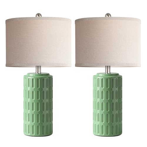 23" Farmhouse Modern Ceramic Table Lamp Set of 2 (2 Count)