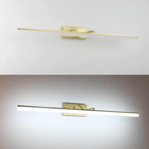 48inch Bathroom Vanity Light Brushed Gold Modern LED Vanity Lighting Over Mirror Adjustable Gold Wall Light for Bathroom