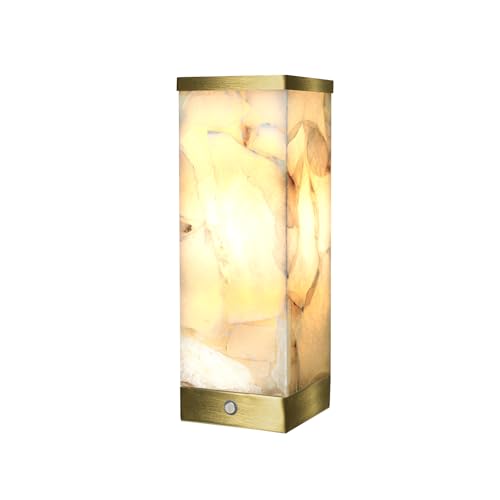 Modern Alabaster Rechargeable Cordless Table Lamp for Living Room