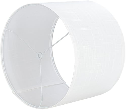 White 13" Drum Lamp Shades Set of 2 with Harps (2 Count)