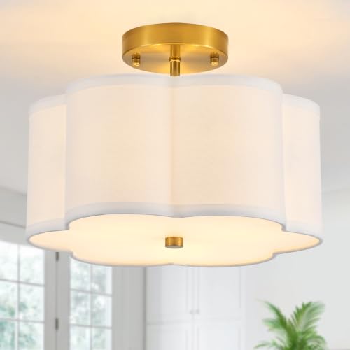 12.9" Gold Semi Flush Mount Ceiling Light