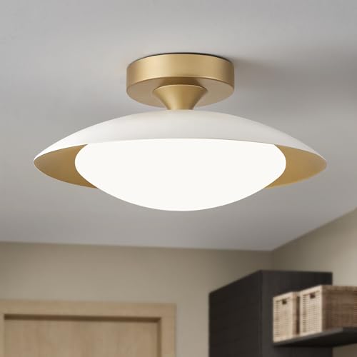 Dimmable Modern LED White and Gold Ceiling Light Fixture 11.81 in