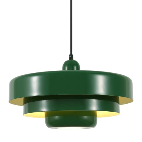 Adjustable Green Industrial Pendant Light Farmhouse Hanging Lamp