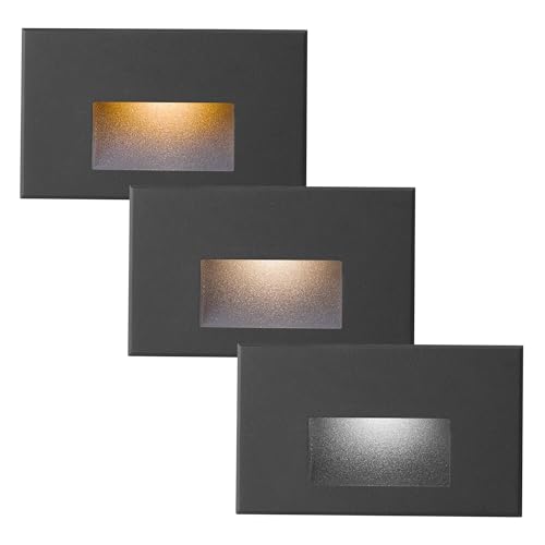Stair Step Lights Outdoor Indoor 120V Dimmable 3CCT Black 4W 3PACK (3 Count)