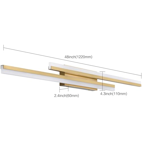 48 Inch LED Bathroom Light Fixtures Over Mirror Brushed Gold Vanity Light Modern Bath Lighting Bar 5CCT