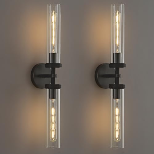 24 inch Bathroom Sconces Set of 2 Linear Black Sconce Hardwired (2 Count)