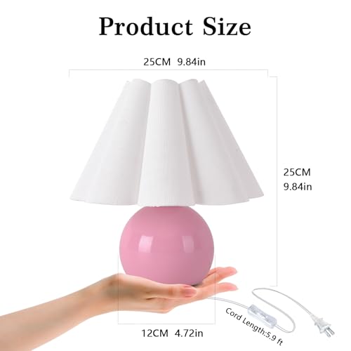 Pink Small Bedside Mini Table Lamp for Bedroom