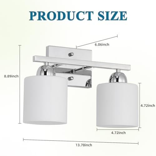 Stainless Steel Milk Glass Vanity Lights for Bathroom