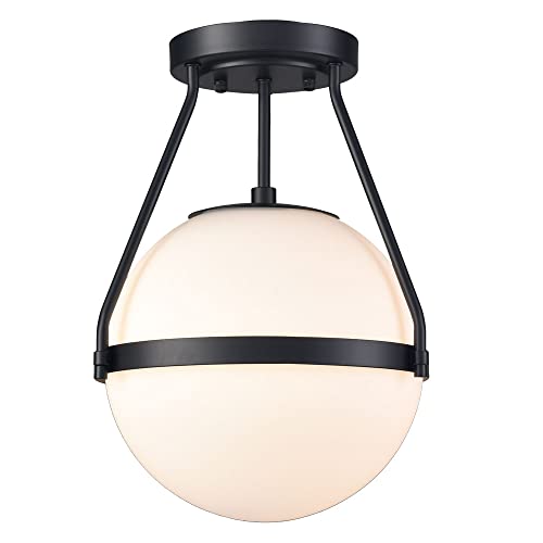 Mid Century Black Globe Ceiling Light