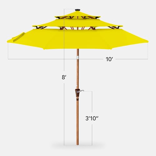 10ft 3 Tier Solar Patio Market Umbrella