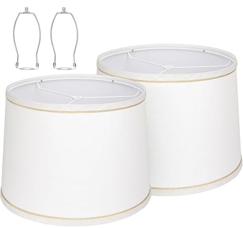 drum Fabric White lamp shades Set of 2 for table lamps