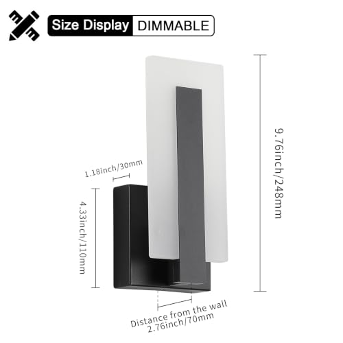 Modern LED Wall Sconce Dimmable Wall Mounted Lamp Set of 2 (2 Count)