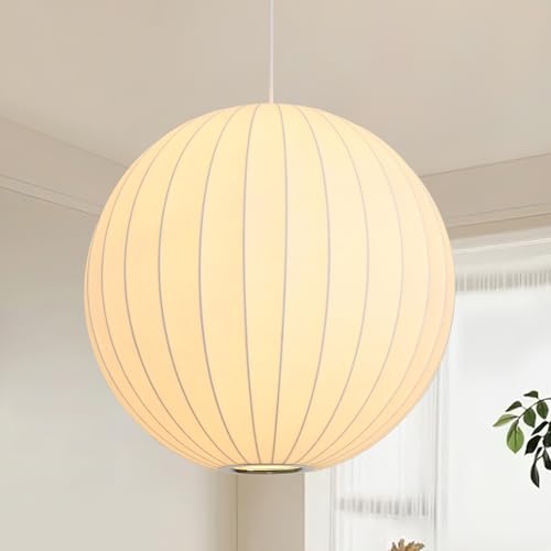 Globe Silk Pendant Light 20in Oversized