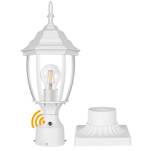 Dusk to Dawn White Outdoor Post Light with Pier Mount Base